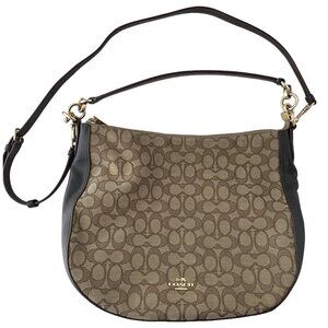 Coach Signature Zip-Top Hobo Shoulder Bag – Brown / Tan